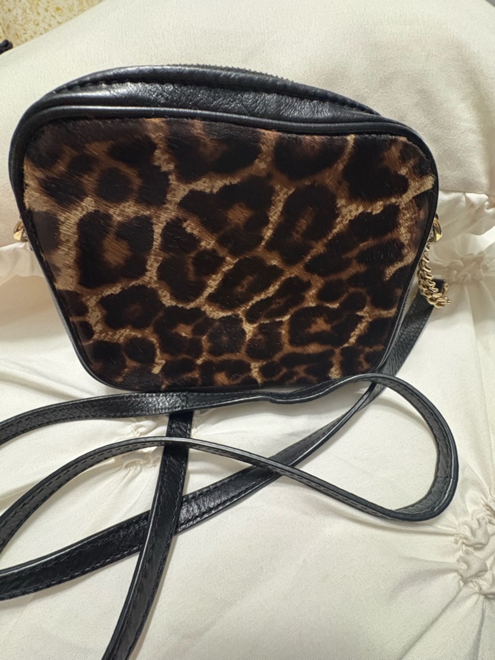 Michael Kors Leopard-Print Crossbody in Brown and Black with Gold Hardware - Picture 2 of 5